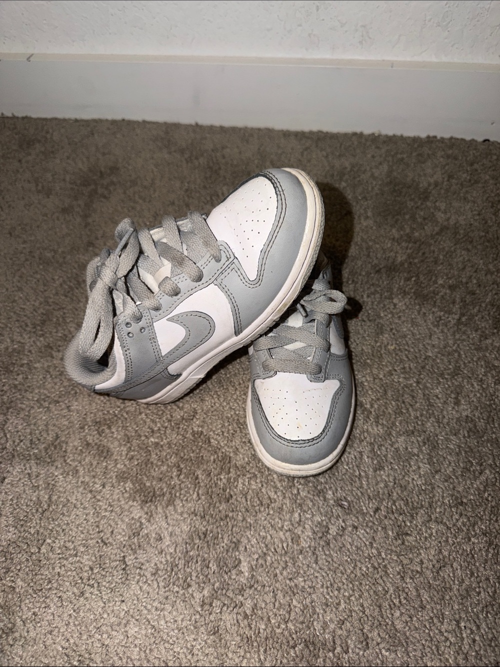 Nike Kids White and Light Gray Low-Top Sneakers